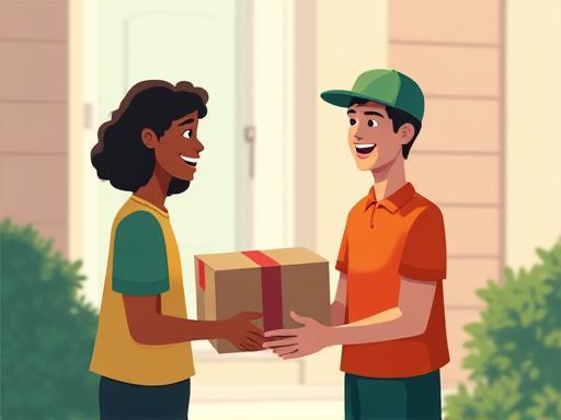 Happy customer receiving a package